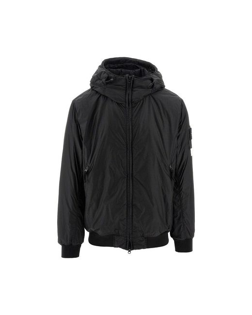 Stone Island Black Garment-Dyed Crinkle Reps R-Ny Down Jacket for men