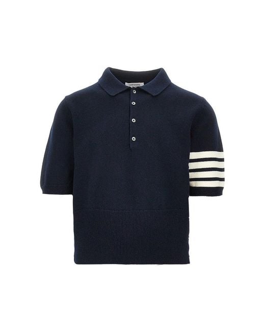 Thom Browne Blue Lunar New Year Intarsia Wool Polo Shirt for men