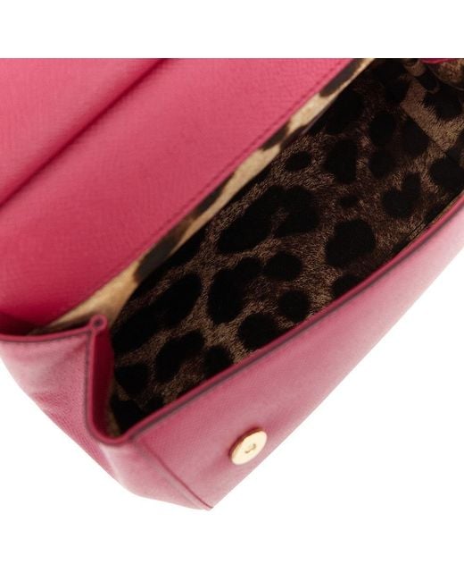 Dolce & Gabbana Pink Dauphine Leather Small 'Sicily' Bag