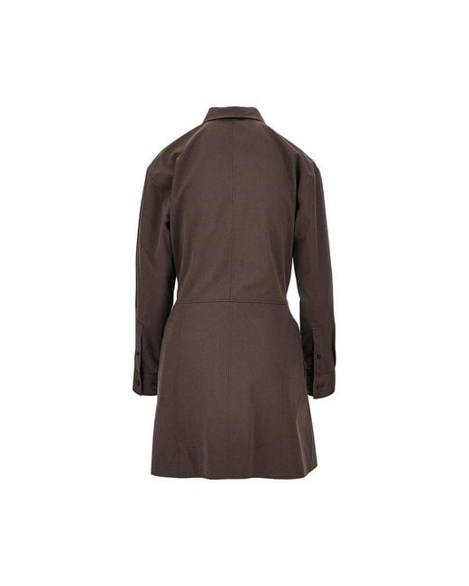 Loewe Brown Cotton And Silk Mini Shirt Dress