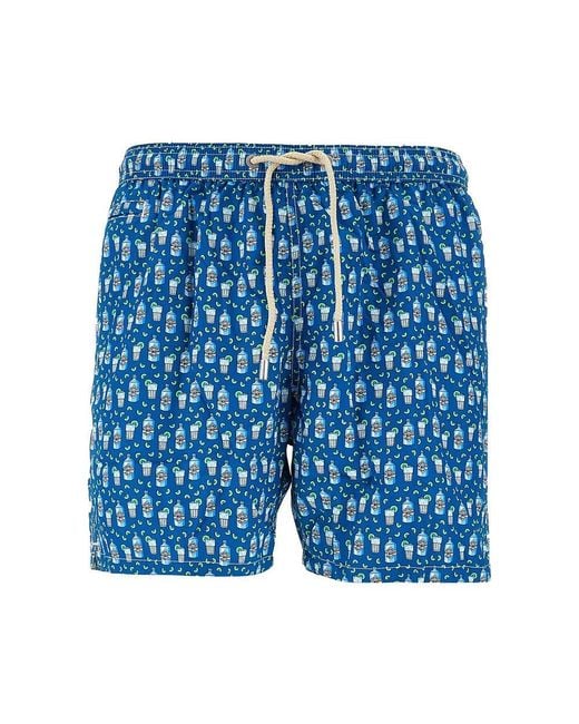 Mc2 Saint Barth Blue Gin Time Print Swim Shorts for men