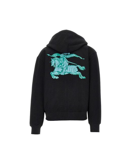 Burberry Black Heritage Logo Print Full-Zip Hoodie for men