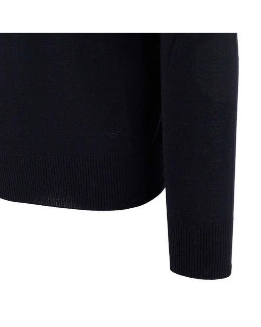 Emporio Armani Blue Long-Sleeved Knitted Polo Shirt for men