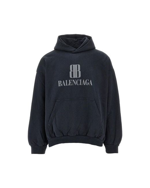 Balenciaga Men's Blue 'Nano Bb' Medium Fit Hoodie