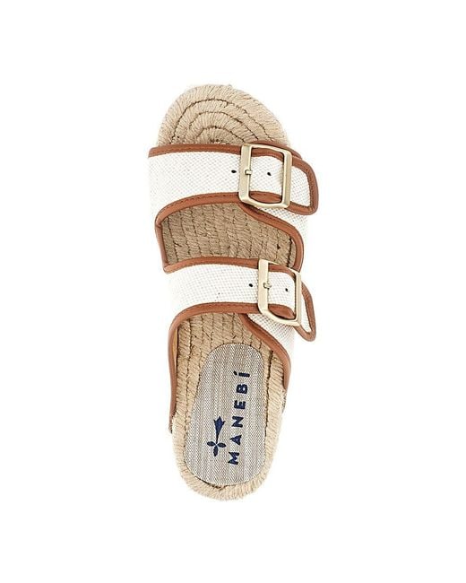 Manebí Natural Canvas And Leather Slides
