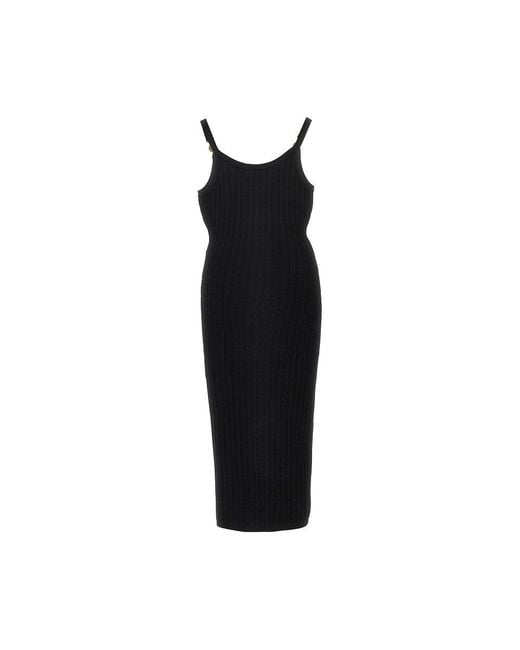Versace Black Knitted Midi Dress With Medusa Motif