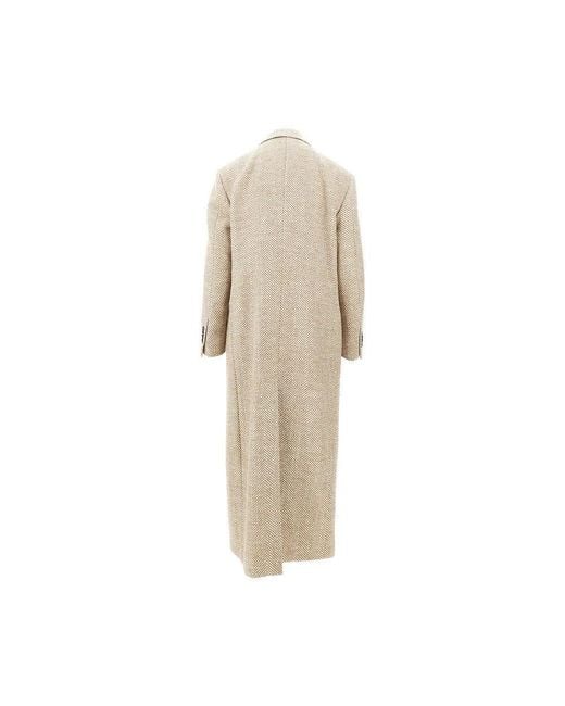 Tagliatore Natural Herringbone Wool-Blend Long Coat