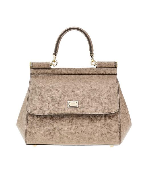 Dolce & Gabbana Natural Dauphine Leather Medium 'Sicily' Bag
