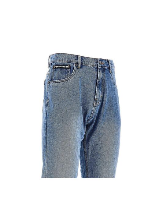 Pleasures Blue 'Rotten' Jeans With Skull Embroidery for men