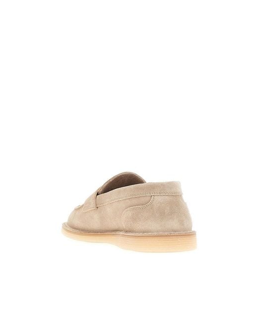 Dolce & Gabbana Natural Suede Leather Loafers With Dg Logo
