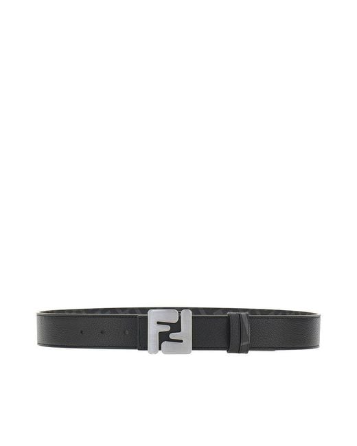 Fendi Black 'Squared Ff' Reversible Belt for men