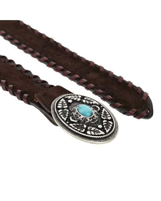 GIANNIFRANCO BELTS Brown Suede Leather Belt With Topstitchings for men