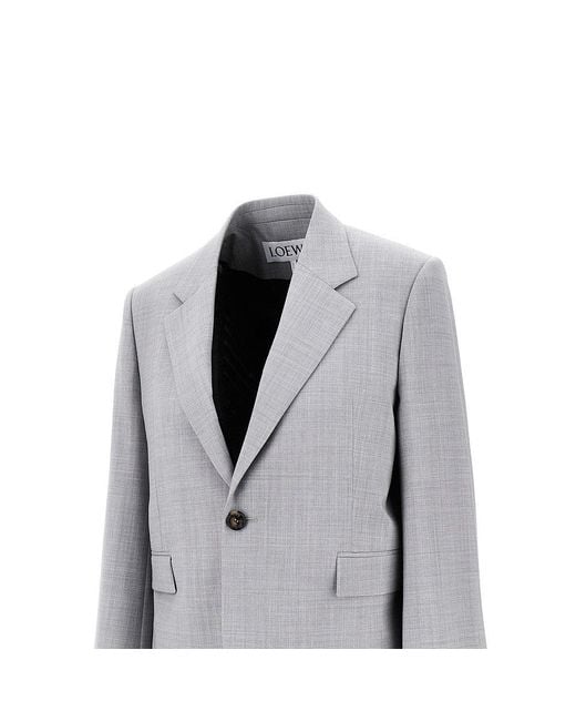 Loewe Gray Single-Breasted Jacket With Wide Sleeves