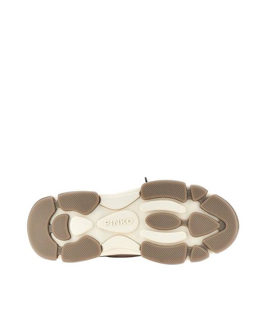 Pinko Brown 'Athena' Leather Sneakers