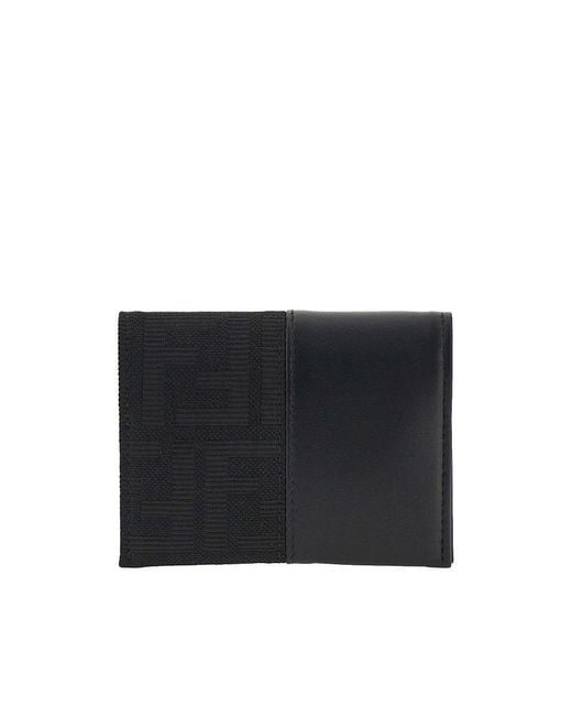 Fendi Black Ff Jacquard Bi-Fold Card Holder for men