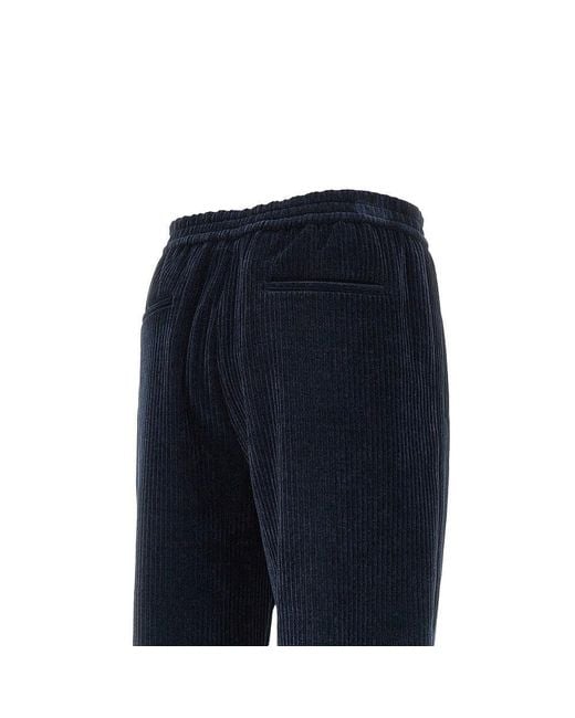 Emporio Armani Blue Ribbed Chenille Pants for men