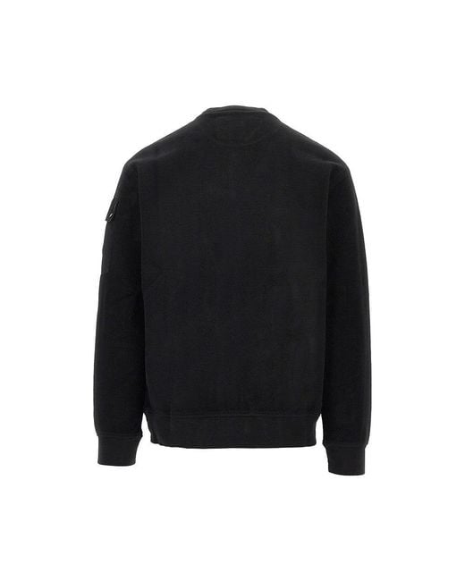 C P Company Black Crewneck Cotton Sweatshirt With Nfc Lens for men