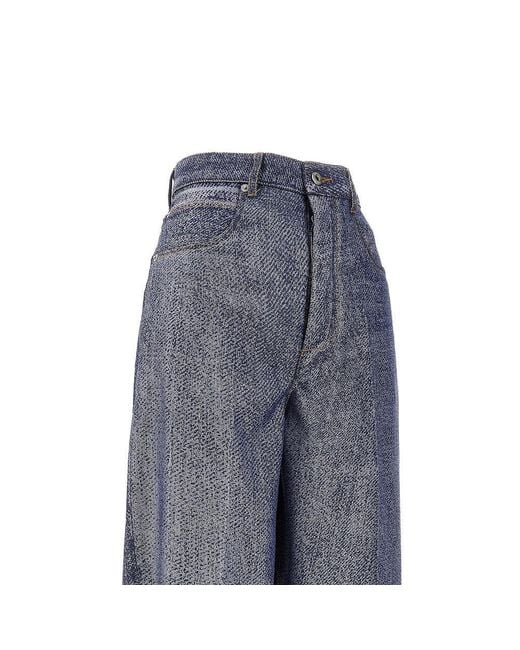 Bottega Veneta Blue Denim-Effect Wool-Blend Pants