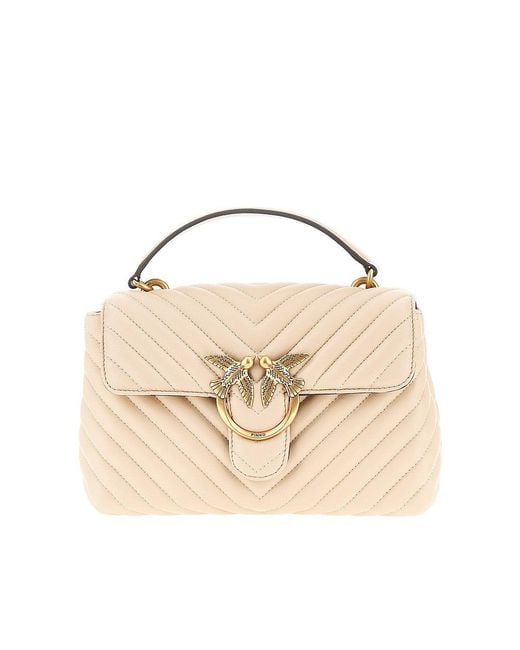 Pinko Metallic Chevron Nappa Leather Mini Love Lady Puff Bag