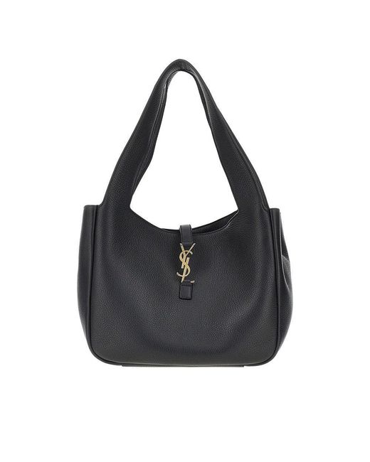 Saint Laurent Black 'Le 5 À 7 Bea' Grained Leather Shopping Bag