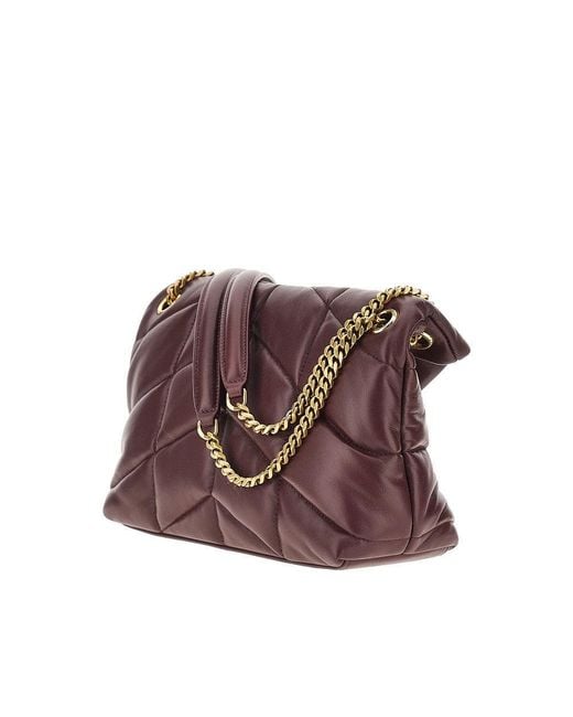 Saint Laurent Purple Leather Small 'Loulou Puffer' Bag