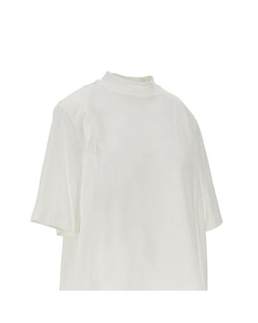 The Attico White Jersey Mini Dress With Feathers