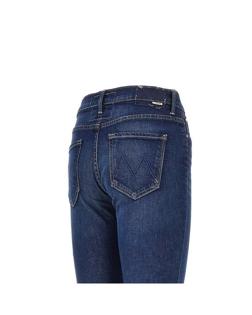 Mother Blue Stretch Cotton Denim Slared Jeans