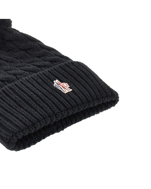 Moncler Black Wool Beanie Hat With Pompom