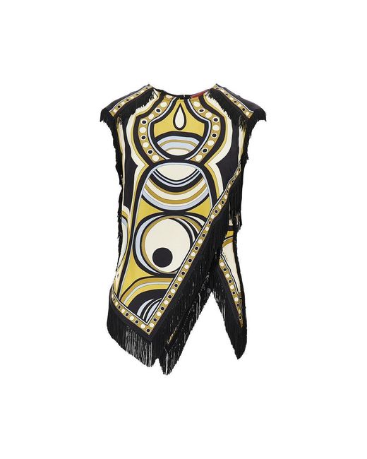 LaDoubleJ Black Printed Silk 'Scarf' Top