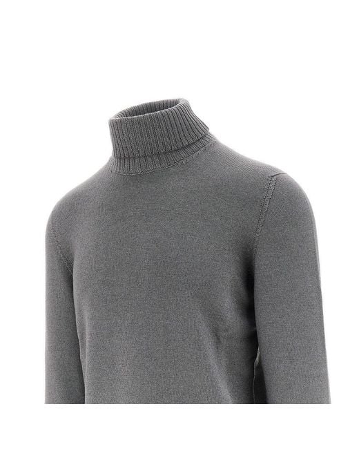 Drumohr Gray Merino Wool Turtleneck Sweater for men