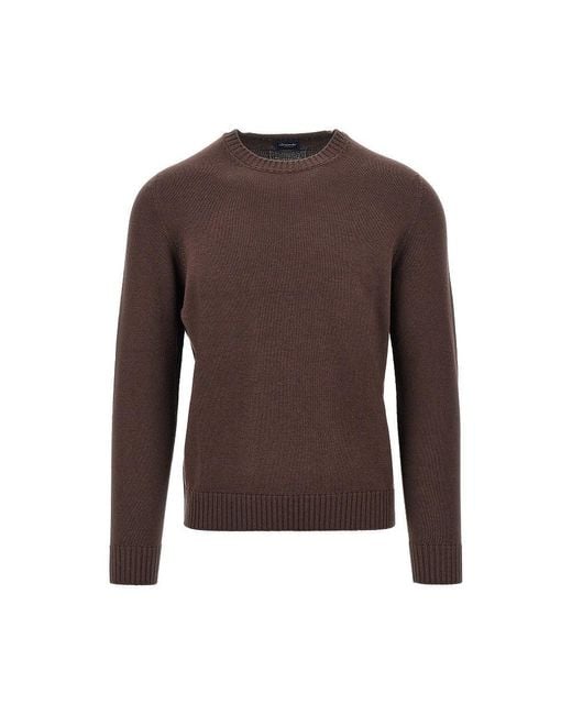 Drumohr Brown Merino Wool Knitted Sweater for men