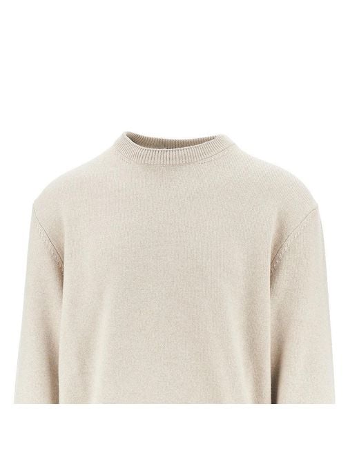 Jacquemus White Merino Wool Sweater With Logo Intarsia for men