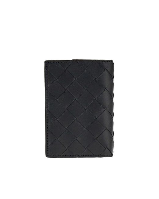 Bottega Veneta Black Intrecciato Leather Card Holder for men
