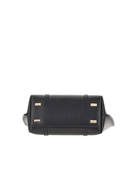 Tory Burch Black Grained Leather 'Perry' Mini Shopping Bag