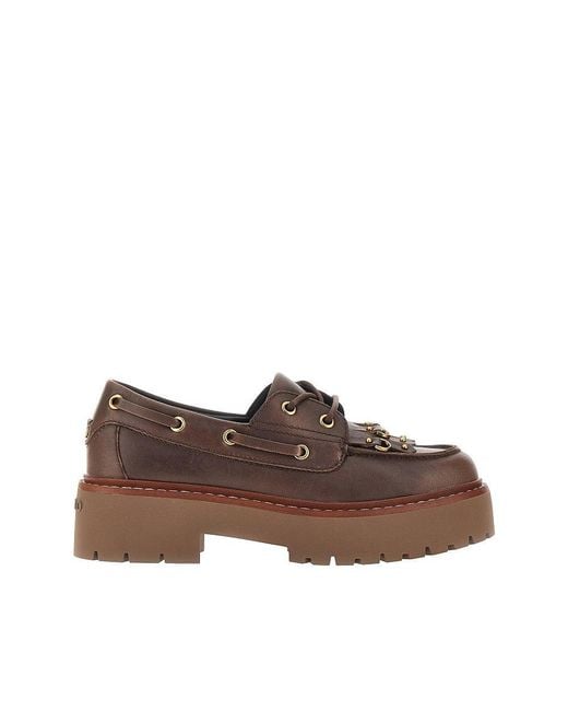 Pinko Brown 'Margaret' Leather Boat Shoes