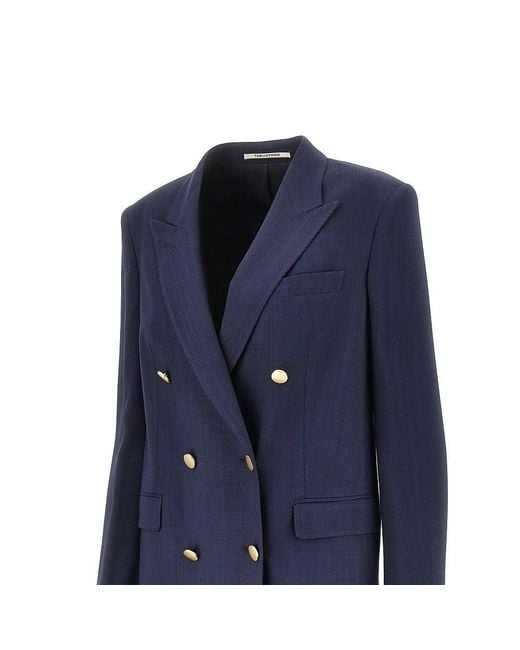 Tagliatore Blue 'Jasmine' Canvas Double-Breasted Jacket