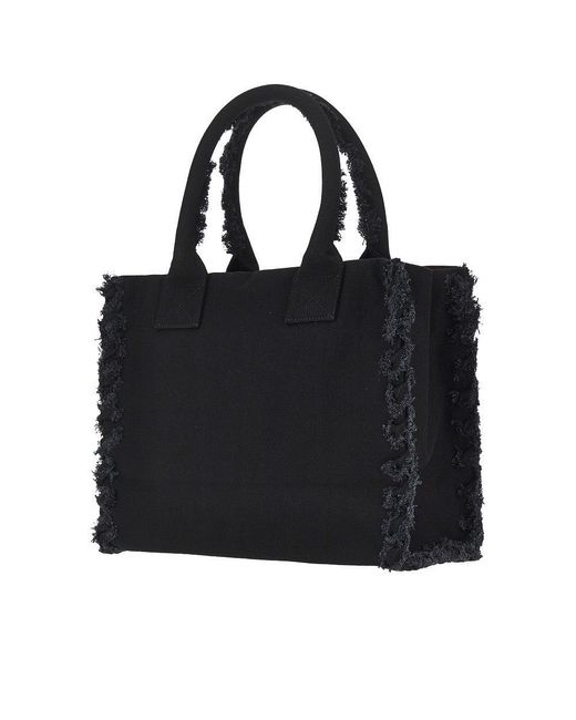 Pinko Black Canvas Medium 'Beach' Shopping Bag