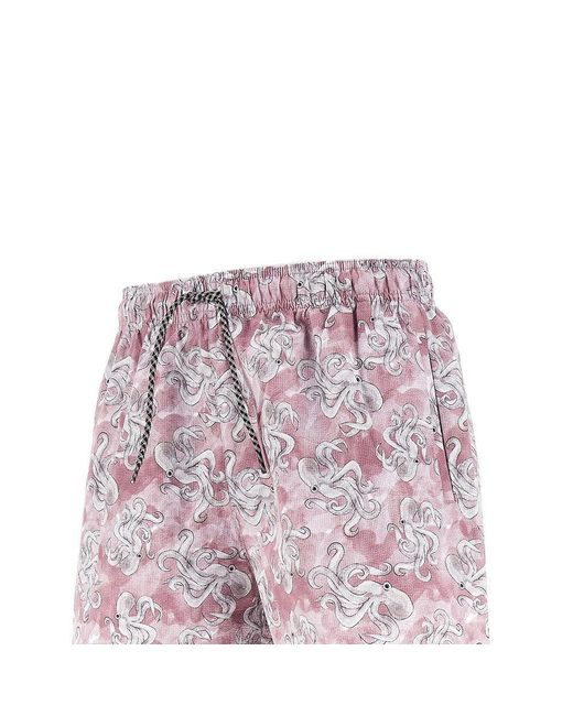 Emporio Armani Purple Sea Animals Print Swimshorts for men