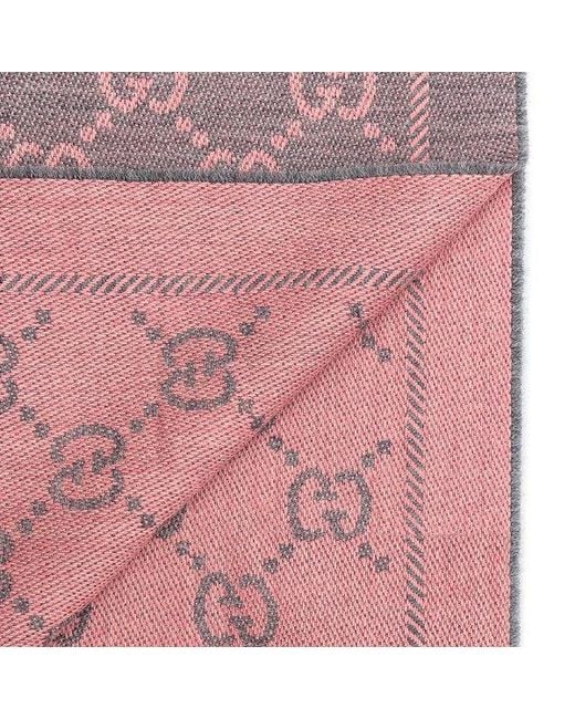 Gucci Purple Gg Jacquard Wool Scarf