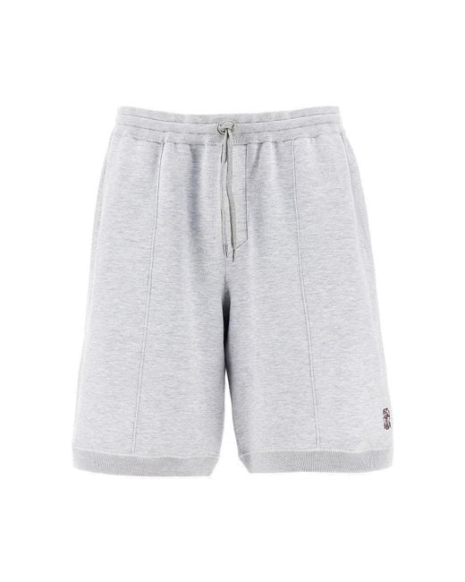 Brunello Cucinelli Gray Cotton And Silk Blend Shorts for men