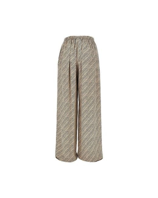 Balenciaga Brown Silk Pants With Monogram Print