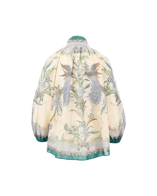Zimmermann Blue 'Indra' Cotton And Silk Blouse