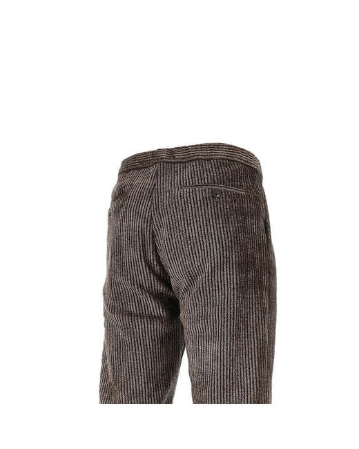 Emporio Armani Gray Corduroy Pants With Herringbone Print for men