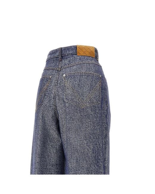 Bottega Veneta Blue Denim-Effect Wool-Blend Pants