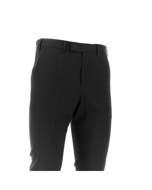 PT Torino Black Stretch Wool Master Fit Pants for men