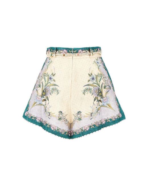 Zimmermann Natural 'Indra' Linen Shorts