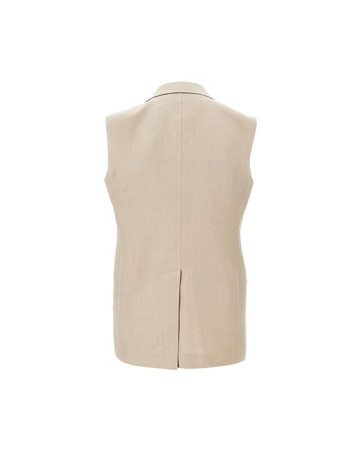 Tagliatore Natural Linen Double-Breasted Tailored Vest