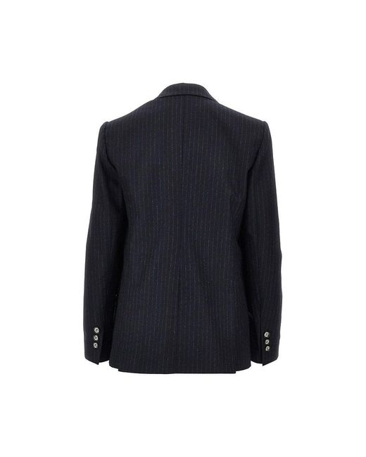 Emporio Armani Blue Pinstriped Wool-Blend Double-Breasted Jacket