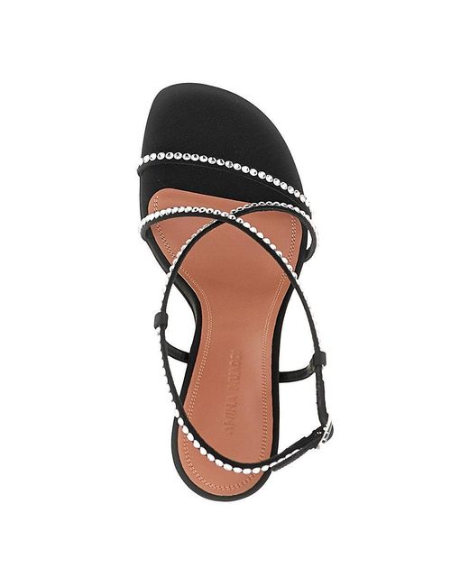 AMINA MUADDI Metallic Satin 'Sally' Sandals With Crystals