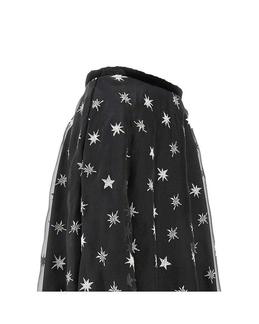 Emporio Armani Black Embroidered Organza Maxi Skirt